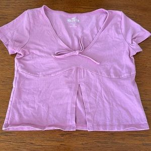 Hollister pink crop top with slit at bottom